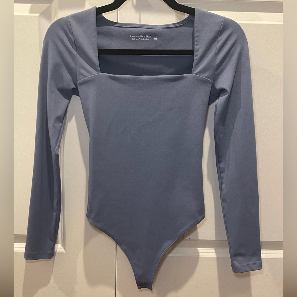 Abercrombie Double-Layered Seamless Fabric Squareneck Bodysuit Blue XS NWOT